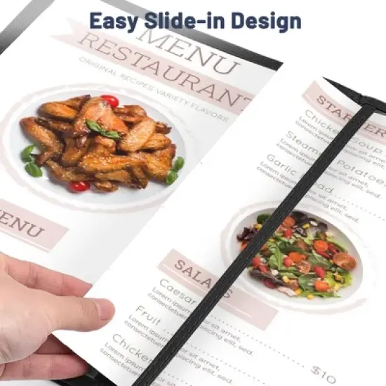 WeChef 30 Pcs Restaurant Menu Covers Gate-view Fold 1 Page 2 View 8.5x11" & 2 Page 4 View 4.25x11" Wine List Bar Cafe image {3}