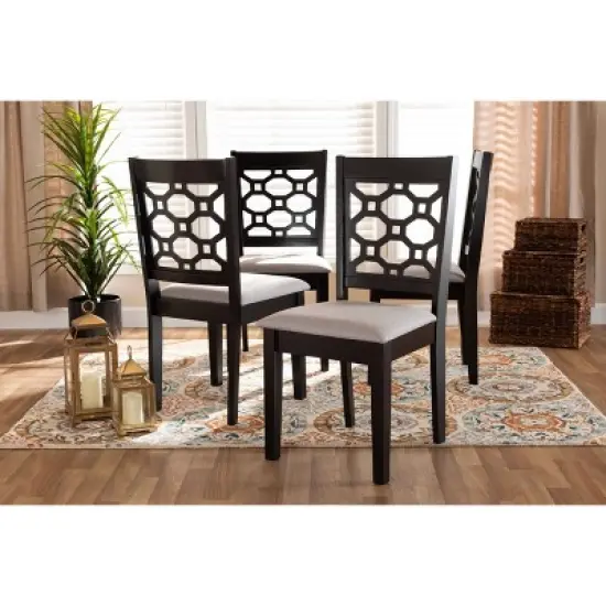 4pc Peter Fabric Upholstered and Wood Dining Chairs - Baxton Studio image {3}