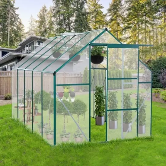 Greenhouses For Outdoors, Walk In Greenhouse With Adjustable Roof,  Drainage System & Galvanized Base, Rust-proof Greenhouse For Backyard image {9}