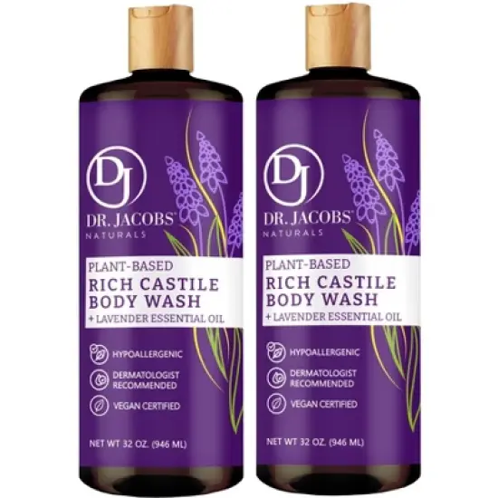 Dr. Jacobs Naturals Plant-Based Castile Body Wash Gel- Lavender- Hypoallergenic -Dermatologist tested image {10}