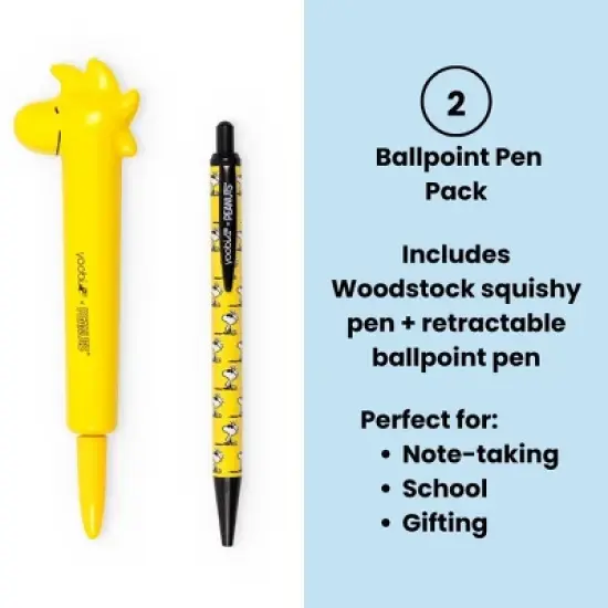 Yoobi 2pk Peanuts Novelty Ballpoint Pen Woodstock, School Supplies image {1}