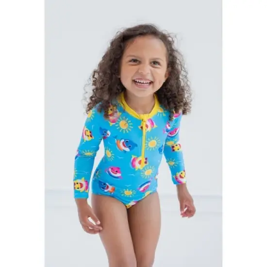 Pinkfong Baby Shark Girls Zip Up One Piece Bathing Suit Toddler image {1}