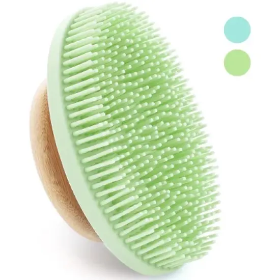 LiBa Silicone Body Scrubber - Soft Shower Brush with Bamboo Handle, image {5}