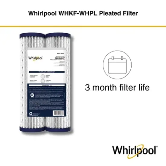 Whirlpool 10" x 2.5" Whole House Pleated Water Filter, 20 Micron, NSF Certified, WHKF-WHPL image {3}