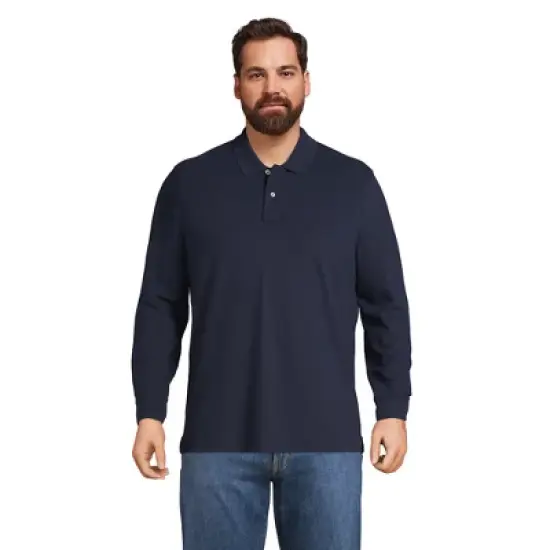 Lands' End Men's Comfort First Long Sleeve Solid Mesh Polo image {2}