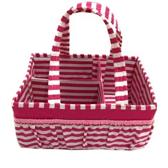 Bacati - Pin Stripes Fuschia Storage Caddy image {2}