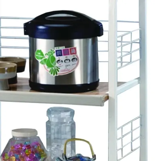 Commodious Kitchen Shelf On Casters White - Benzara image {2}