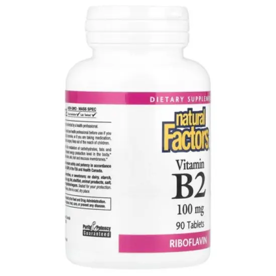 Natural Factors Vitamin B2, Riboflavin, 100 mg, 90 Tablets image {3}