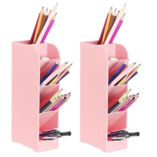 Unique Bargains PVC Space Saving 5 Slots Design Marker Organizers 3.6" x 8.1" 2 Pcs image {9}