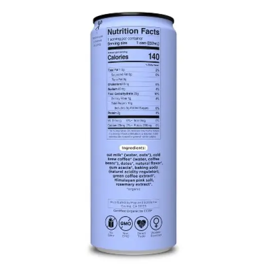 Pop & Bottle Double Cold Brew Oat Milk Latte - 8 fl oz Can image {4}