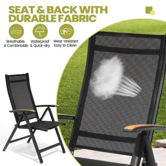 Crestlive Products Outdoor Dining Set Patio Dining Table with folding Dining Chairs Wooden-Like Top and Aluminum Frame Umbrella Hole image {5}