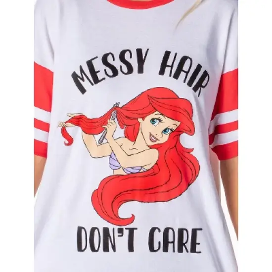 Disney Womens' The Little Mermaid Ariel Nightgown Pajama Shirt Dress White image {2}