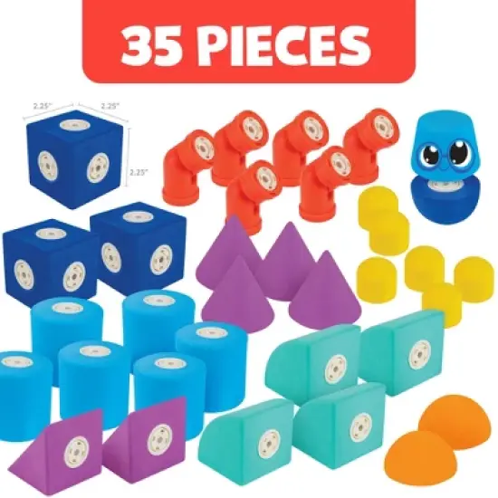 Blockaroo Magnetic Foam Building Blocks, Soft Foam Blocks to Develop Early STEM Learning Skills,  Ultimate Bath Toy for Toddlers & Kids - Castle Set image {4}