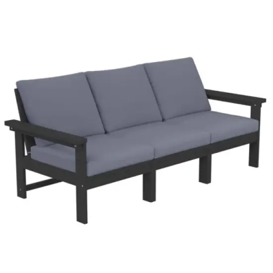 Hyleory 3-Seat Patio Accent Chair With Cushion,HDPE  Patio Sofa With Loose Cushion image {7}