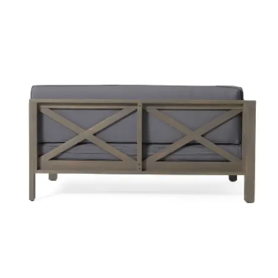 Christopher Knight Home Brava Outdoor Acacia Wood Sectional Sofa with Cushion Gray image {6}