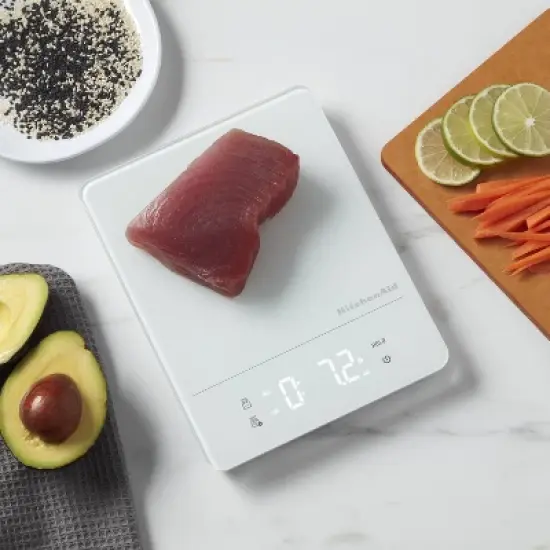 KitchenAid 11lb Waterproof Kitchen Digital Food Scale White: LED Display, Battery Powered, Coffee & Food Weight Scale image {3}