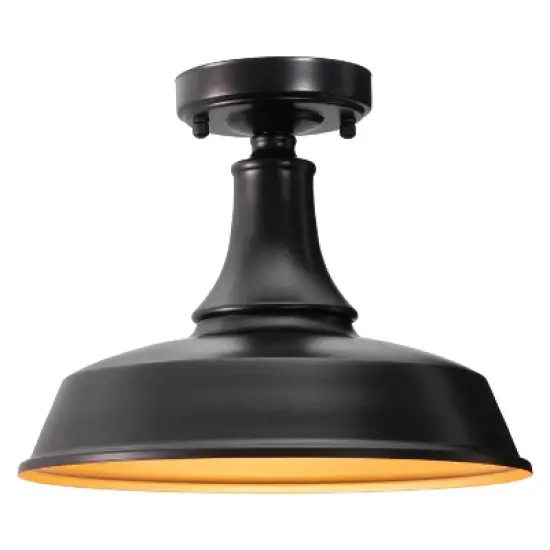 VAXCEL Dorado Bronze Farmhouse Outdoor Flush Mount Ceiling Barn Light Dark Sky image {11}