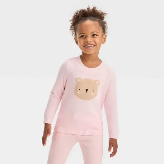 Toddler Girls' Bear Face Pullover Sweater - Cat & Jack&trade; Pink image {3}