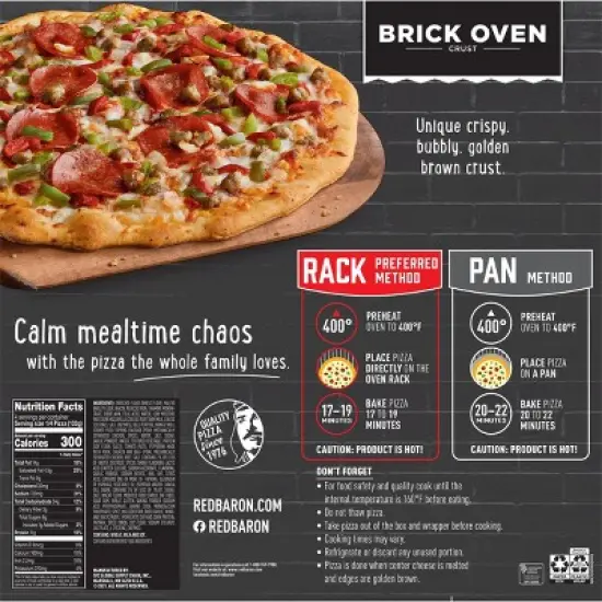 Red Baron Supreme Brick Oven Crust Frozen Pizza - 18.64oz image {3}