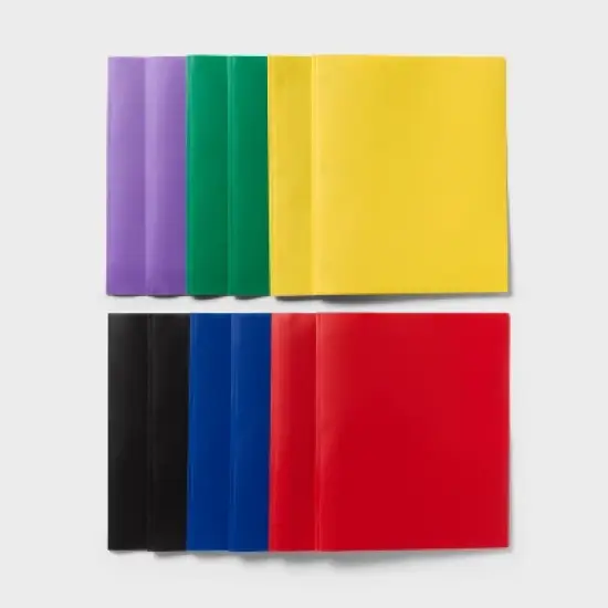 12pk Plastic Filing Portfolio with Prongs Multicolored - up&up&trade;: Resume Holder, Internal Pockets, 50 Sheet Capacity image {4}