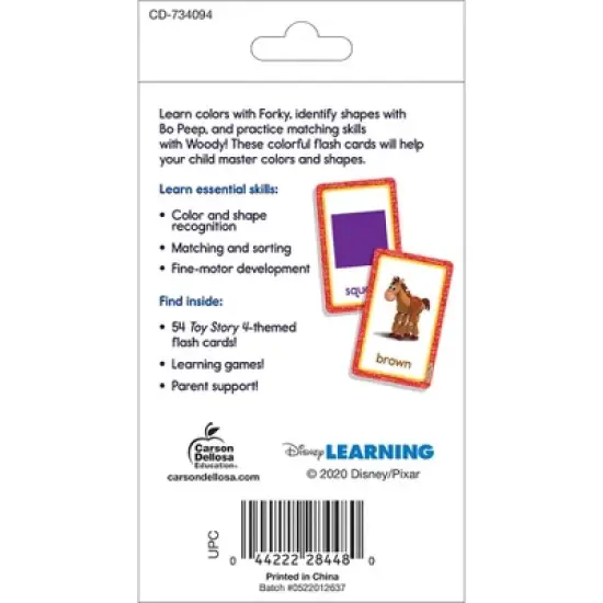 Disney Learning Toy Story 4 Colors and Shapes Flash Cards image {1}