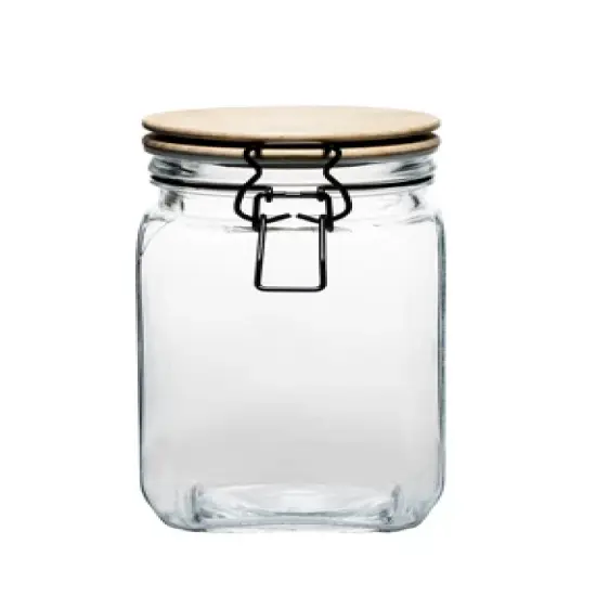 Amici Home Acadia Glass Canister with Wood Lid & Hermetic Seal,, Airtight Lock Lids for Kitchen & Pantry Storage image {4}