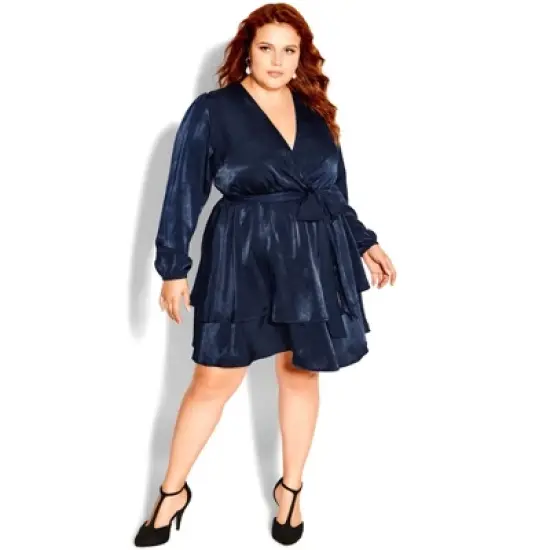 Women's Plus Size Twisted Ruffle Dress - french navy | CITY CHIC image {3}