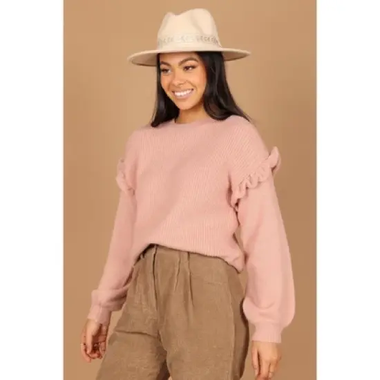 Petal and Pup Womens Bethany Drop Sleeve Ruffle Knit Sweater image {4}