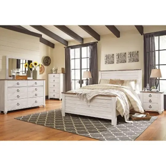 Full/Queen Willowton Panel Headboard Whitewash - Signature Design by Ashley image {12}