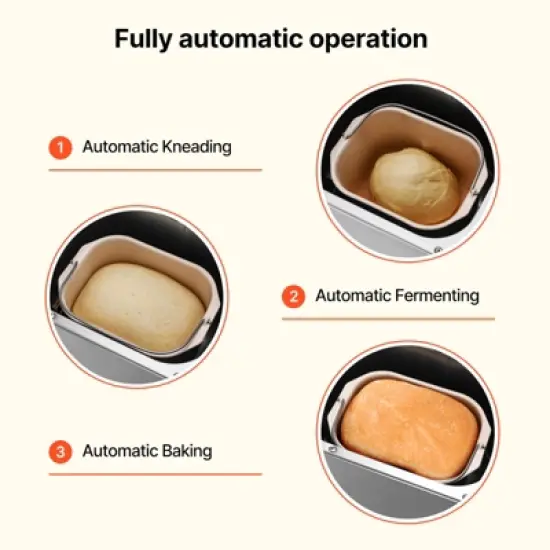 VEVOR Bread Maker, 19-in-1 2LB Dough Machine, Nonstick Ceramic Pan Automatic Breadmaker, 3 Loaf Sizes, 3 Crust Colors, Silver image {4}