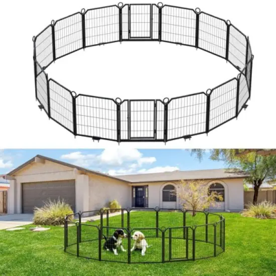 Dog Playpen for Yard, 24/32/40 Inch Metal Dog Fence 8/12/16 Panels for Large/Medium/Small Dogs Indoor & Outdoor image {8}