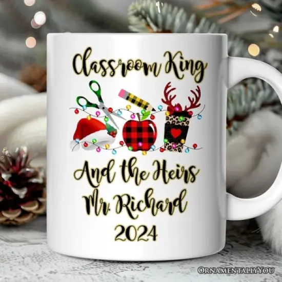 Merry Christmas Plaid Teache Mug, School Professional Gift (Non-Custom Only)| OrnamentallyYou image {3}