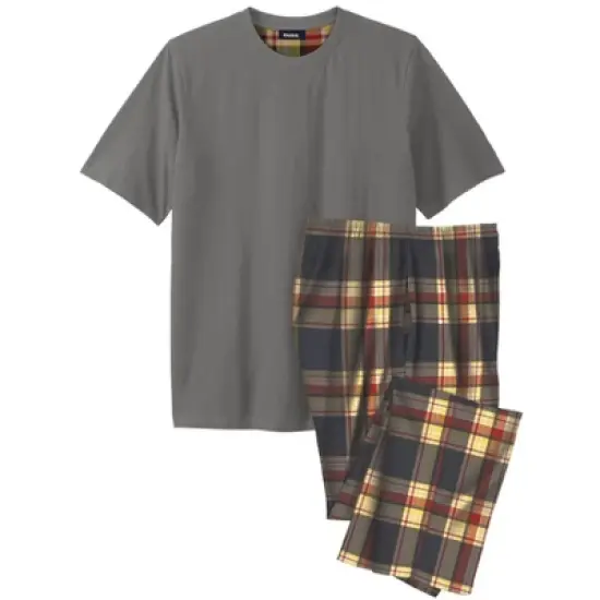 KingSize Men's Big & Tall Jersey Knit Plaid Pajama Set image {8}