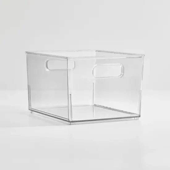 iDesign Small Stackable Bathroom Storage Bin - Set of 4 - Clear - Made in USA image {1}