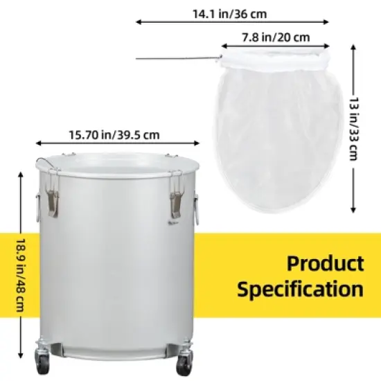 Grease Bucket, 10 Gallon Heavy Duty Fryer Oil Container - Lid/Lock Clips/Wheels, Food Grade Anti-Rust (Kitchen/Food Truck) image {1}
