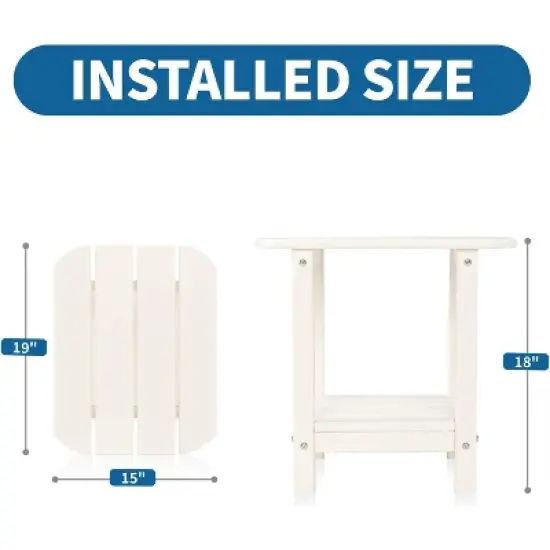 VINGLI HDPE Outdoor Side Table, Waterproof 2-Tier Patio Side Table End Tables for Patio Deck Porch Backyard Pool image {2}