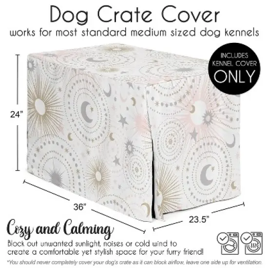 Sweet Jojo Designs Dog Crate Kennel Cover 36in. Celestial Pink Gold and Grey image {4}