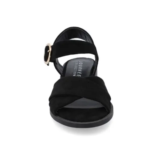 Journee Collection Womens Cressida Crisscross Strap Stacked Heel Sandals image {5}