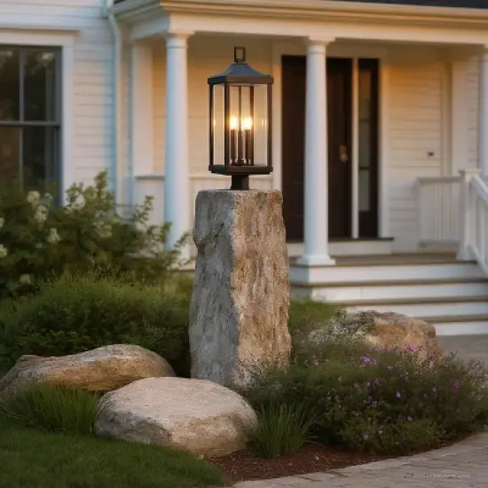 Urban Ambiance Luxury Farmhouse Outdoor Post Light 26.875''H x 9.5''W,  Midnight Black Finish,  Calderdale Collection, UHP1400 image {1}