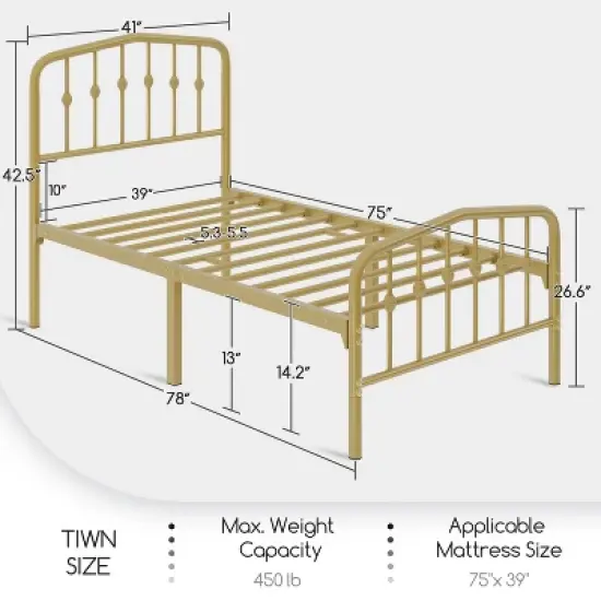 Yaheetech Modern Metal Bed Frame with Arched Headboard image {2}