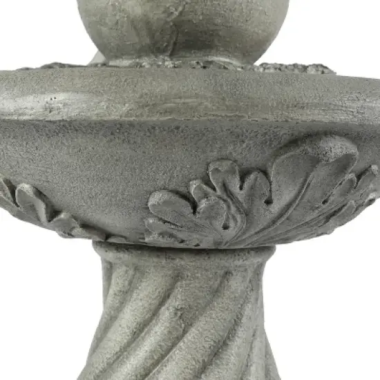 LuxenHome Gray Resin Cherub Birdbath Outdoor Fountain image {4}