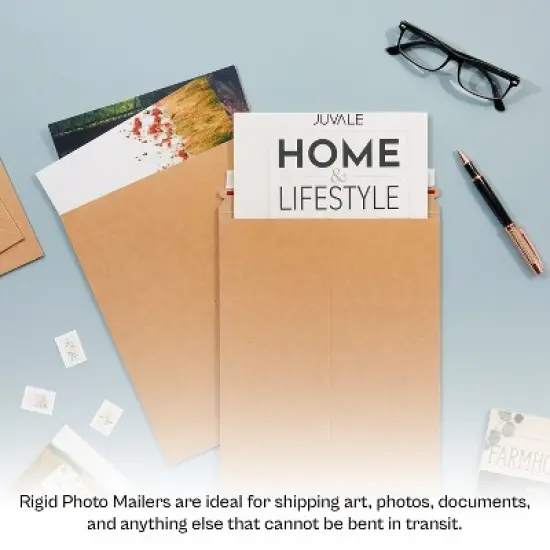 PSBM 100 Pieces 6" x 8" Kraft Rigid Photo Document Mailers Cardboard Envelopes 28 pt. image {5}