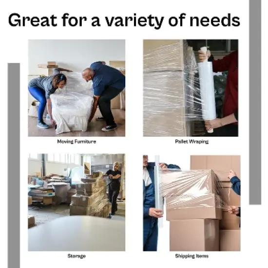 PSBM 30"x1000' 4 Rls 80 Ga Cast Extended Core Stretch Shrink Film Pallet Wrap, Clear image {6}