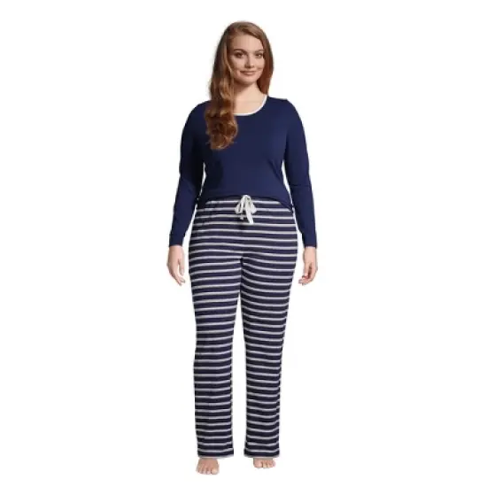Lands' End Women's Knit Pajama Set Long Sleeve T-Shirt and Pants image {3}