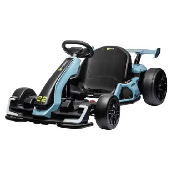 Go Karts for Kids, 24V Electric Go Kart with 2 * 150W Powerful Motors,8mph, 110lbs,W/Button Start,Lights,Safety Belt, Music image {5}