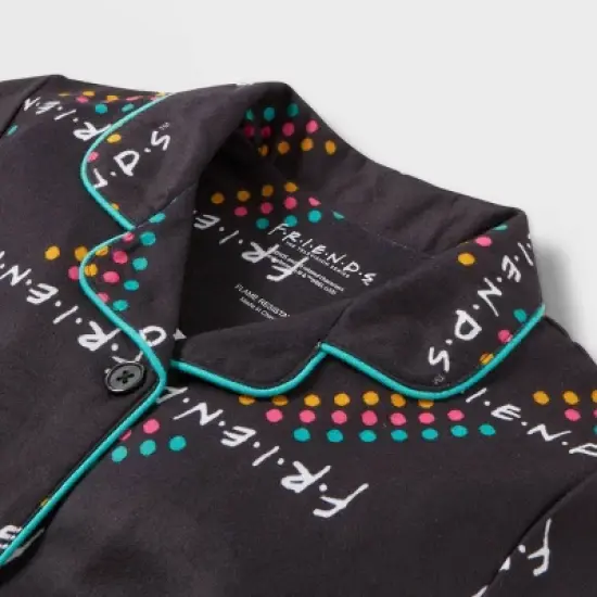 Girls' Friends Oversized Button NightGown - Black image {2}