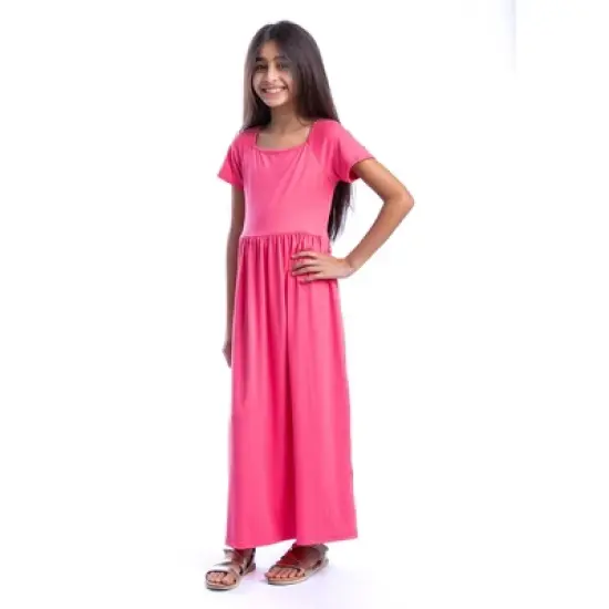 24seven Comfort Apparel Girls Short Sleeve Pleated Maxi Dress image {1}