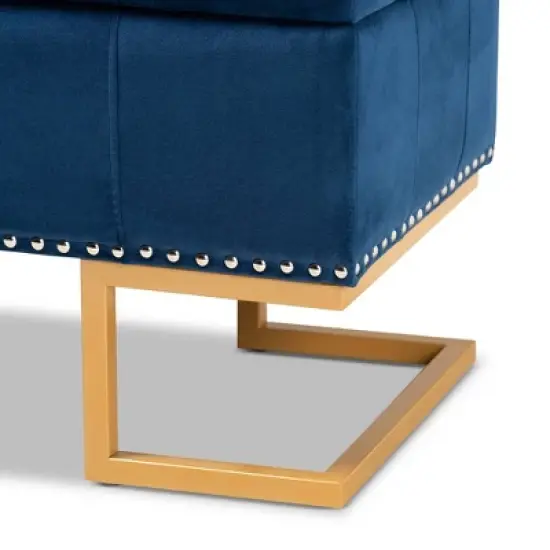 Ellery Velvet Fabric Upholstered Ottoman - Baxton Studio image {6}