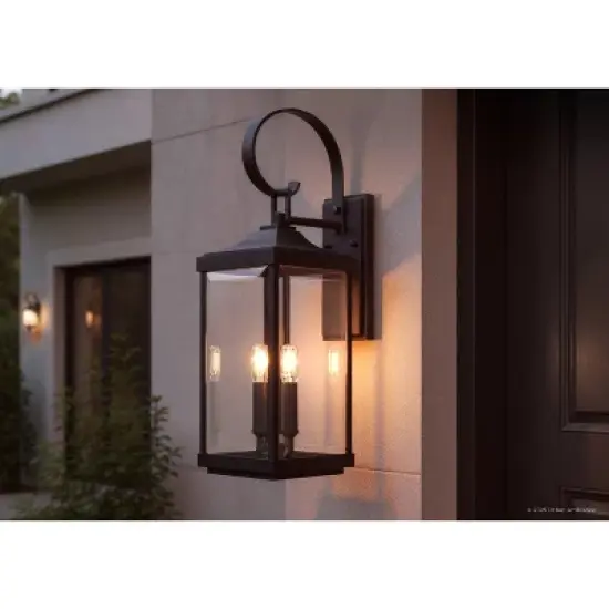 Urban Ambiance Luxury Transitional Outdoor Wall Sconce 21.75''H x 7''W,  Midnight Black Finish,  Calderdale Collection, UHP1403 image {2}