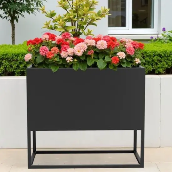 47x18x18 Inch Metal Planter with Shelves & Drainage &ndash; Indoor/Outdoor Use for Tall Plants, Flowers, Shrubs image {2}
